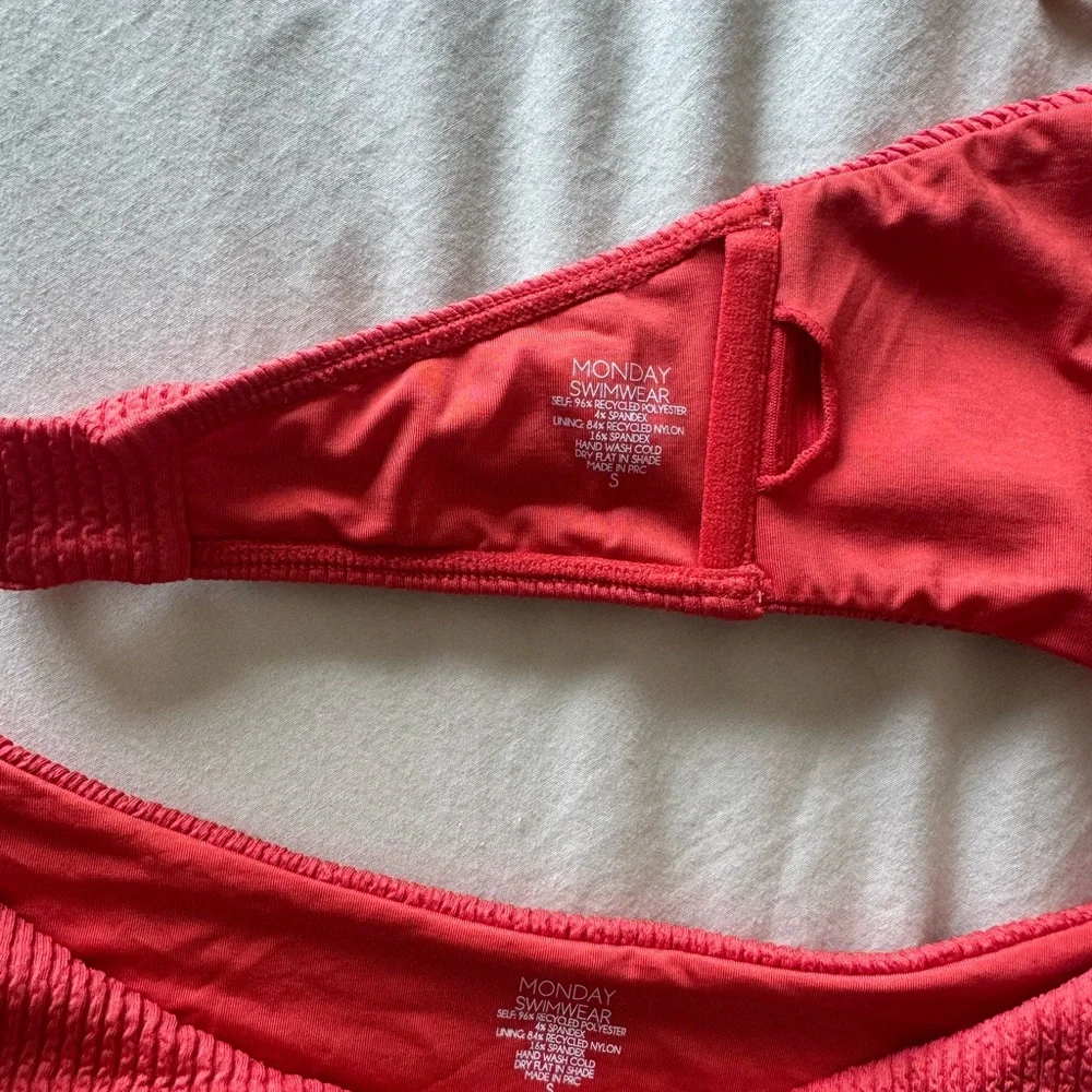 Monday Swimwear Red Textured Bandeau Bikini
